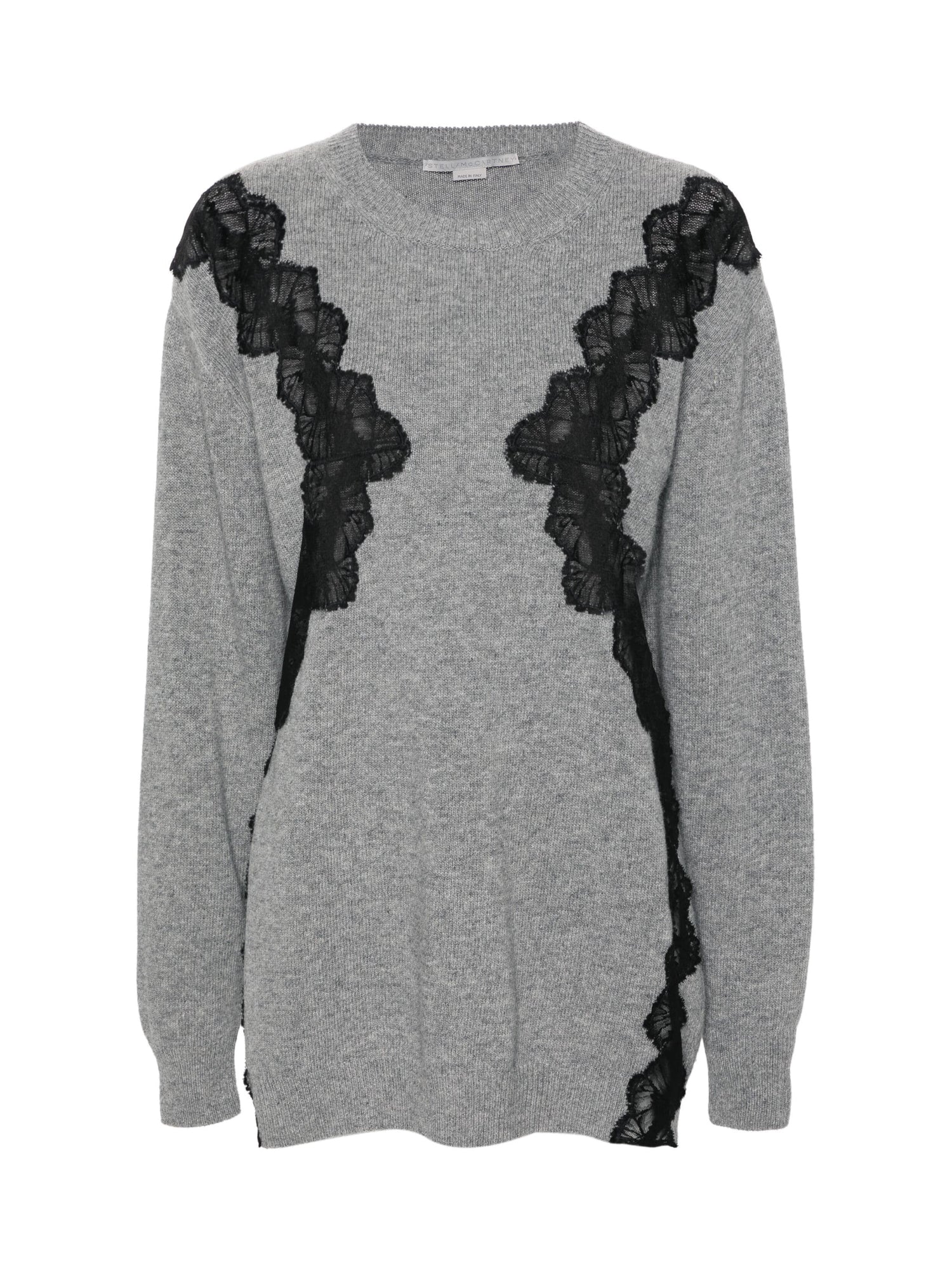 Lace Detailed Knit Dress, grey melange