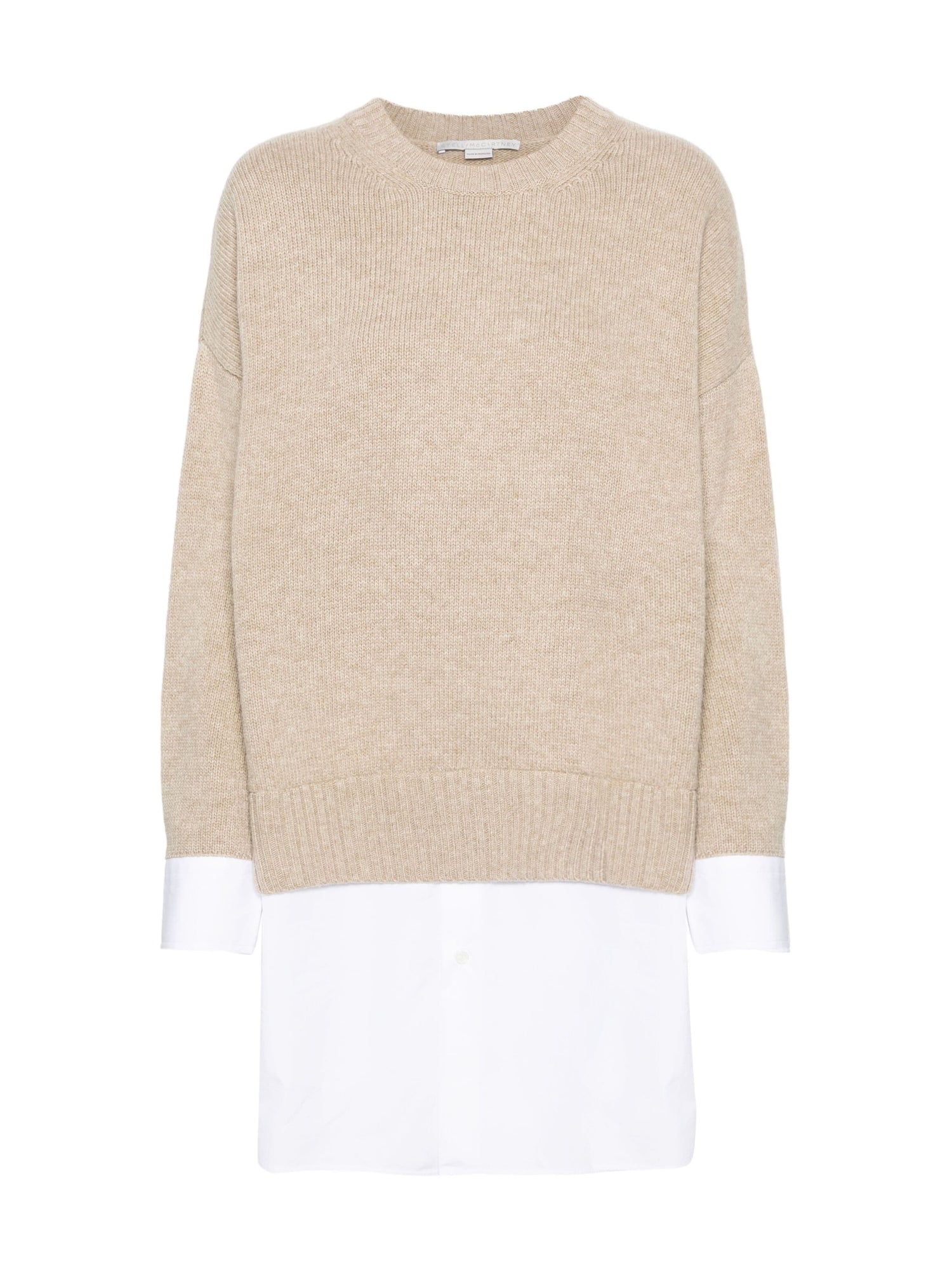 Merino And Poplin Jumper, Beige