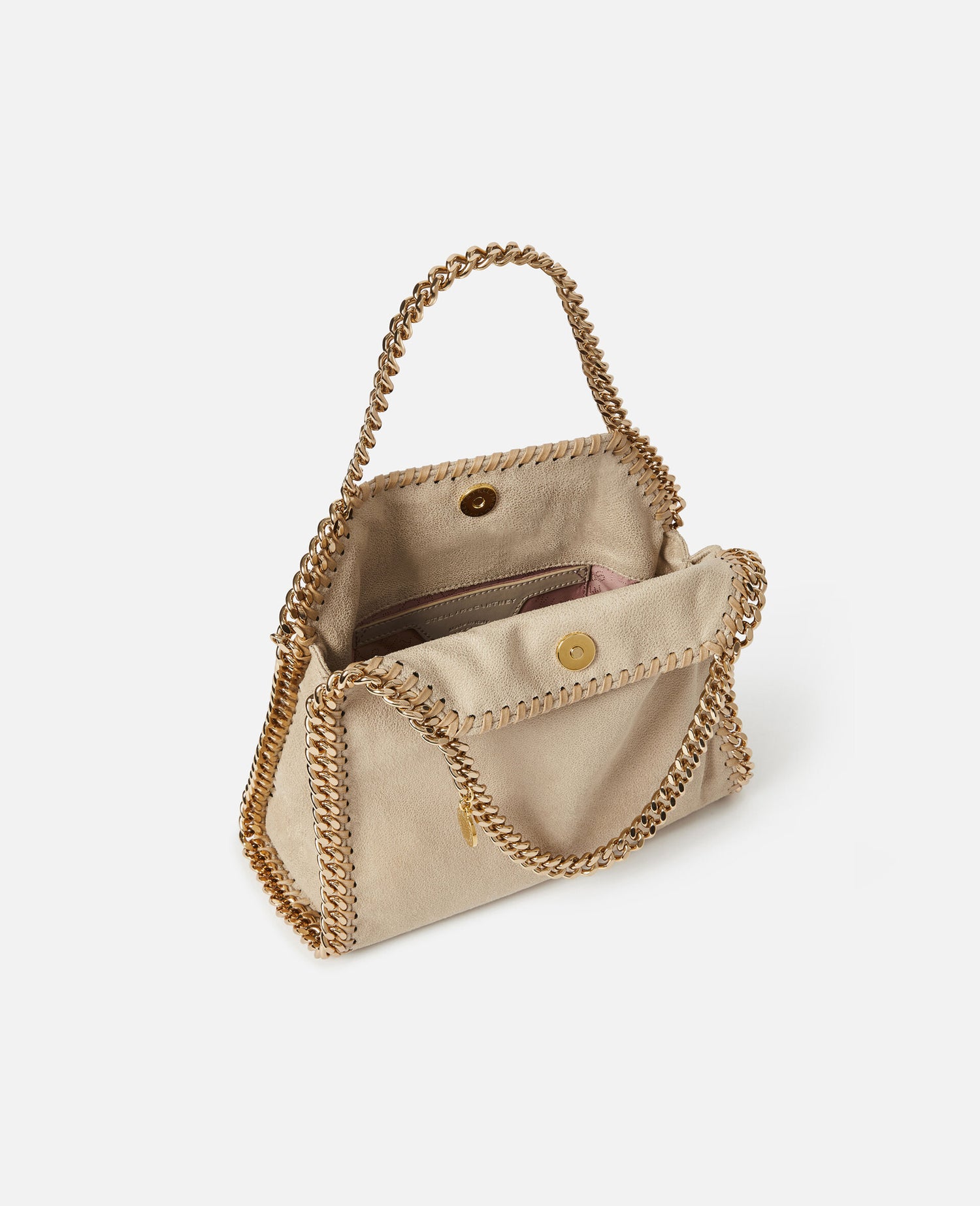 Falabella mini tote bag w/gold chain, butter cream