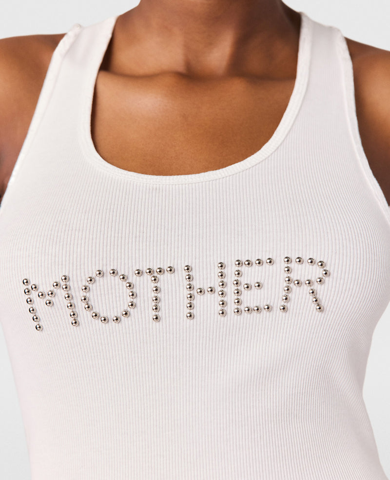 Studded Mother Tank, White