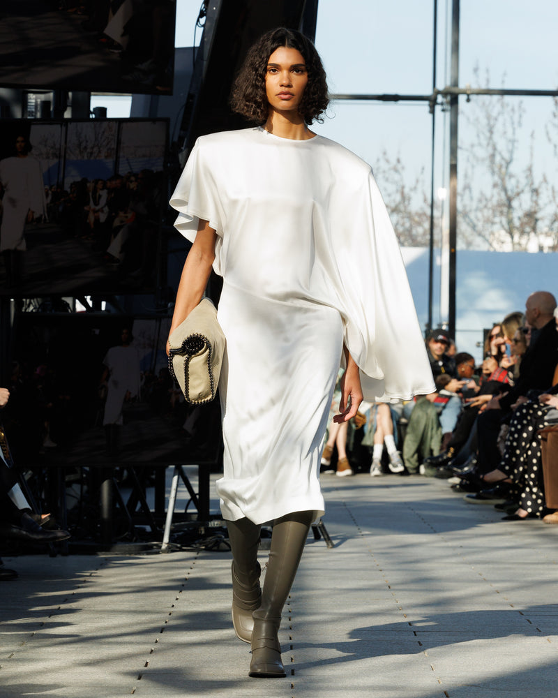 Draped dress, ruby