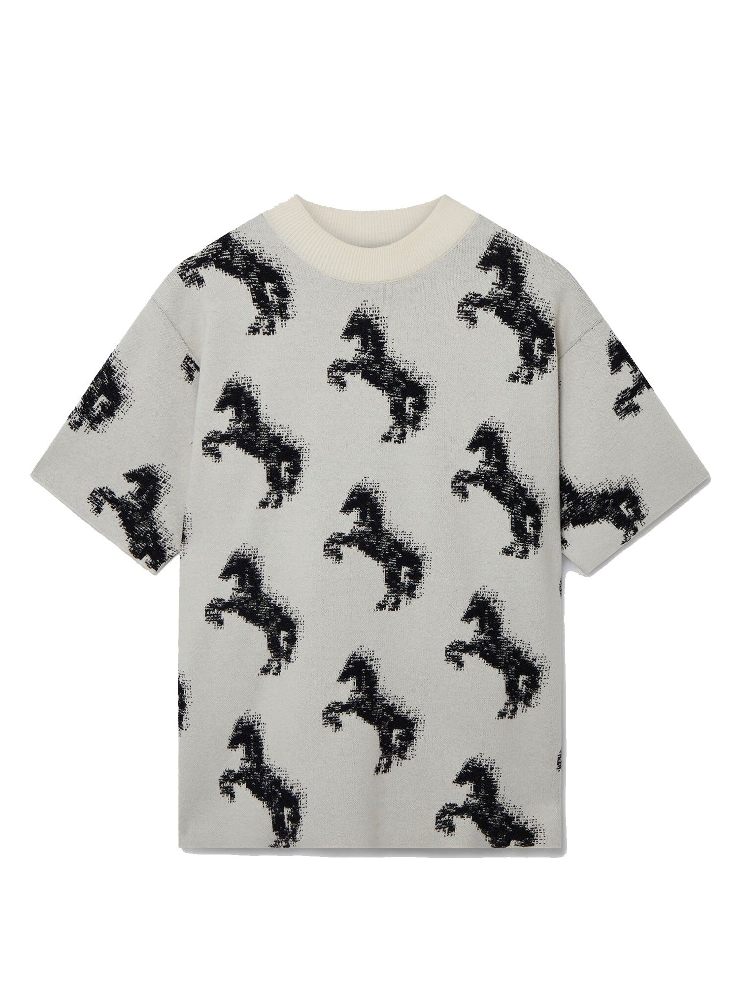 Pixel Horse Wool Jaquard T-Shirt, multicolor
