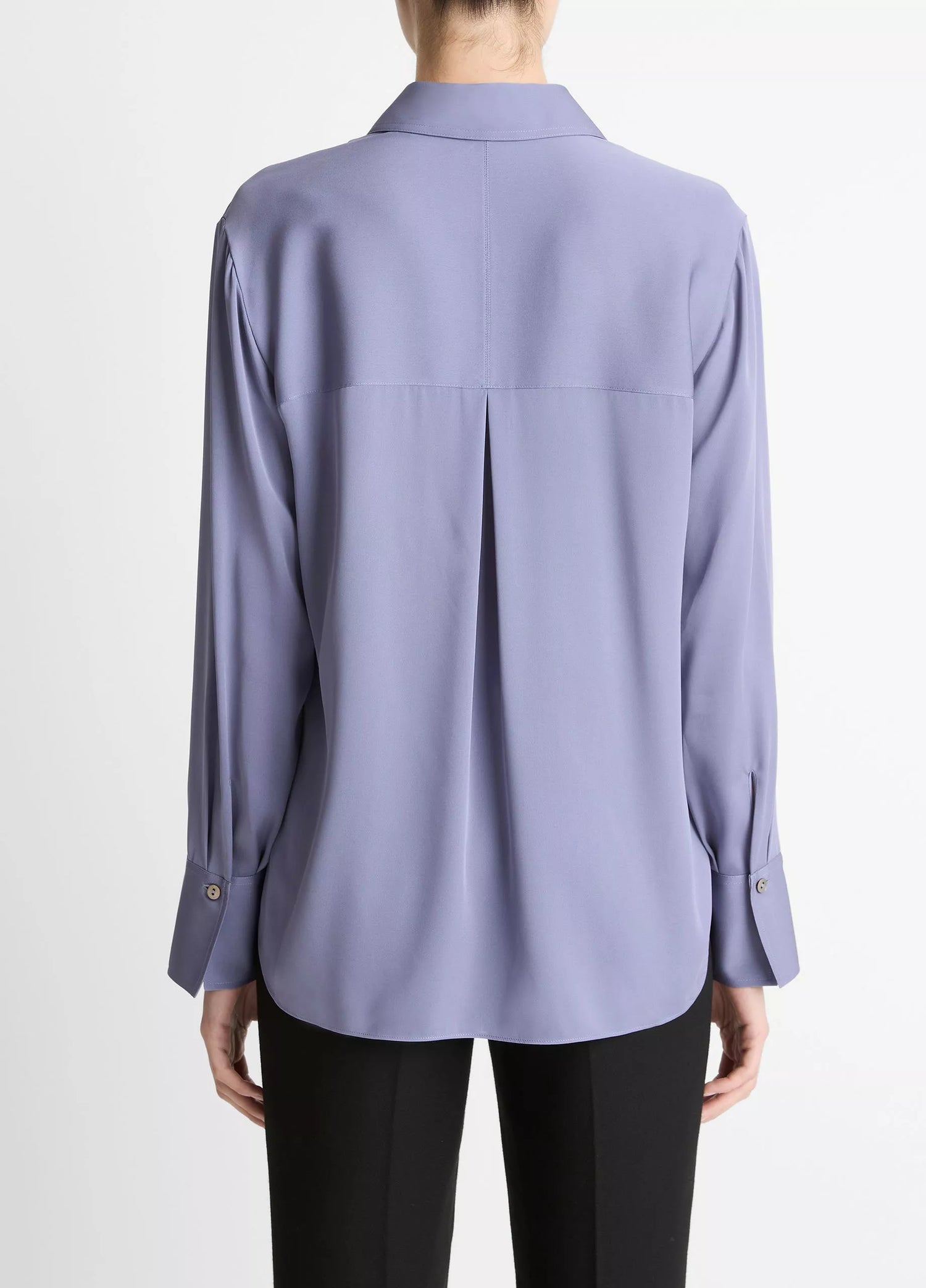 Long sleeve button down silk blouse, lavender