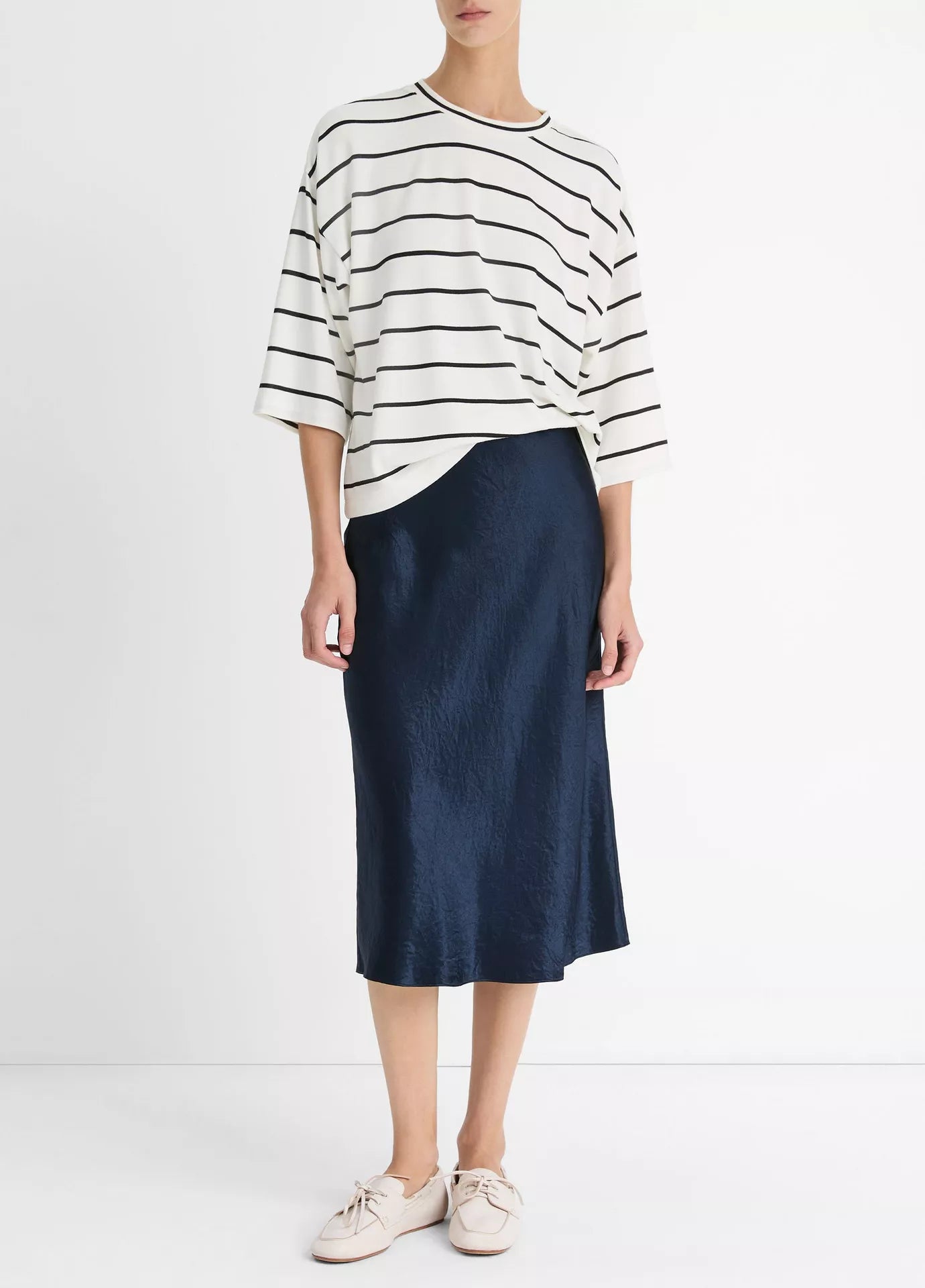 Striped wide sleeve tee, coastal