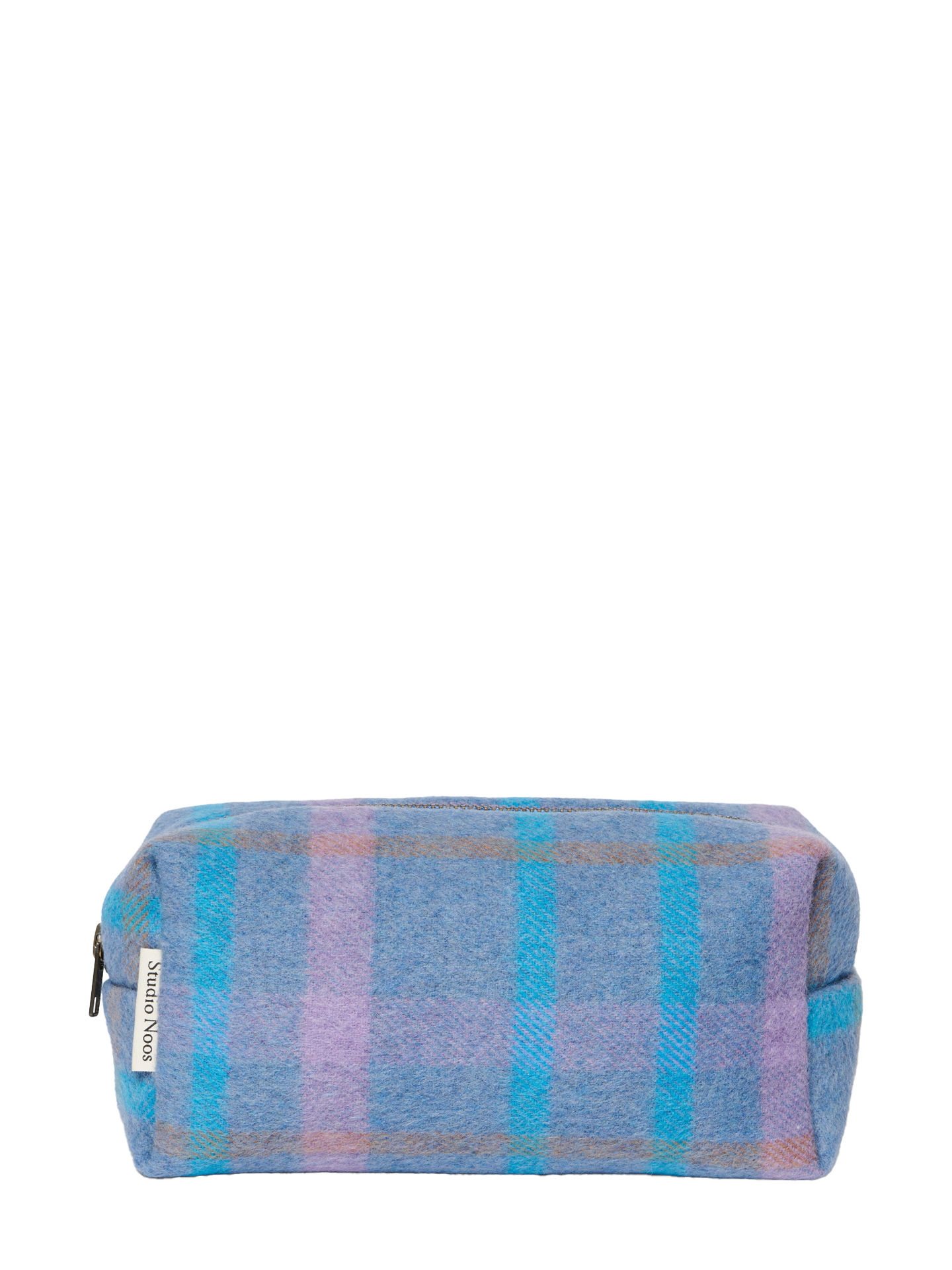 Pouch, Checked Sky Blue Wool
