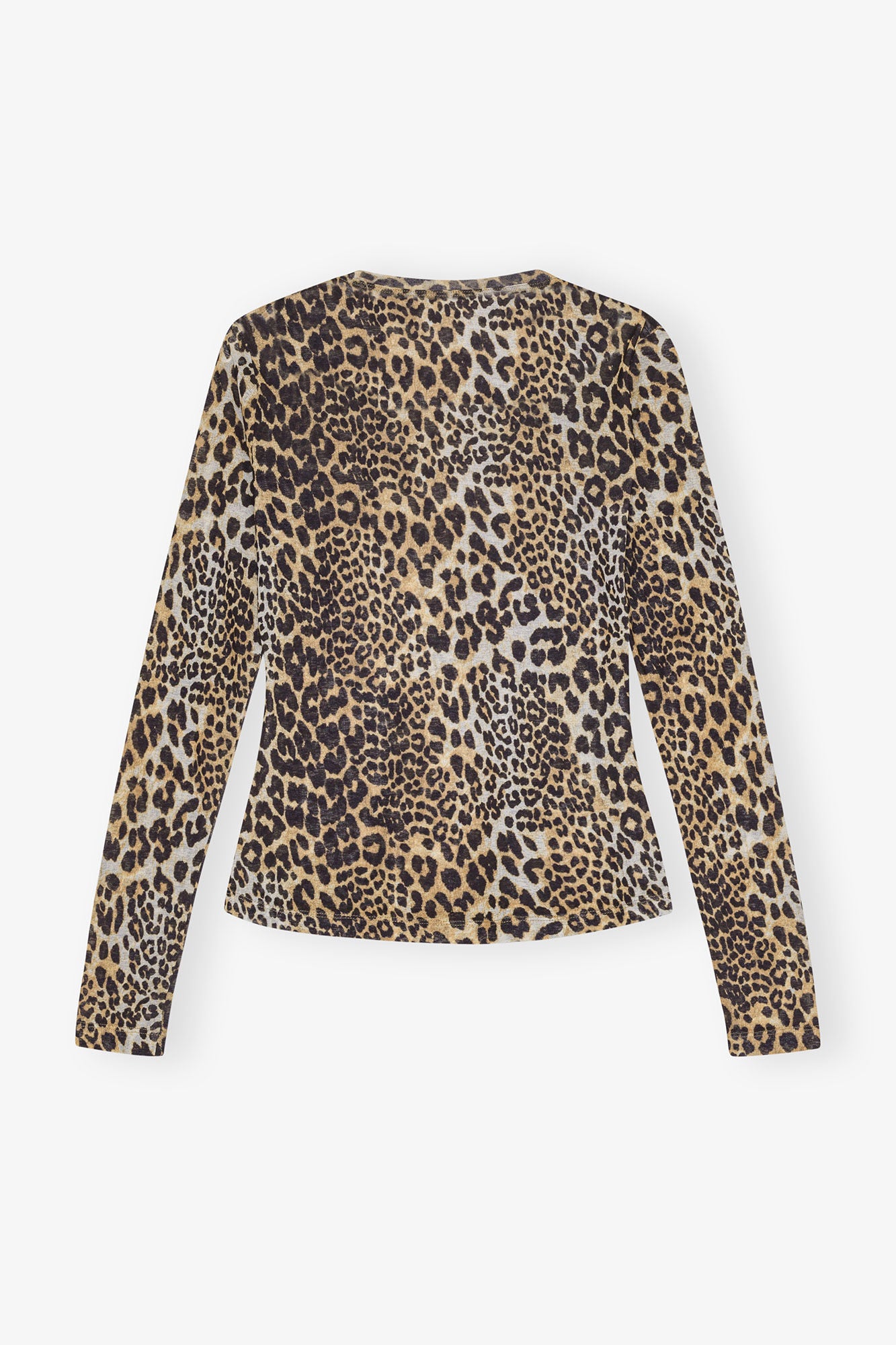 Printed Mari Mesh Long Sleeve Top, Leopard