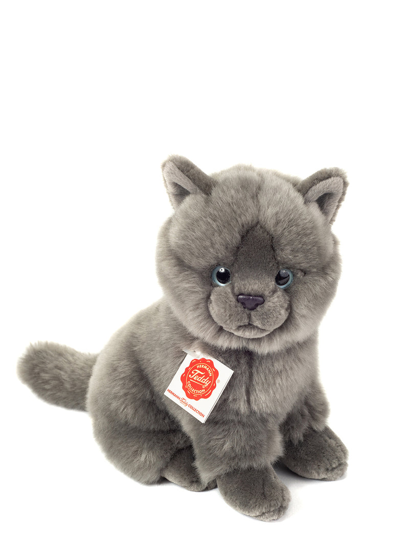 Sitting cat soft toy, Carthusian grey (20 cm)