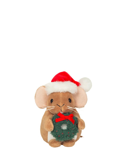 Christmas Mouse with wreath soft toy (11cm)