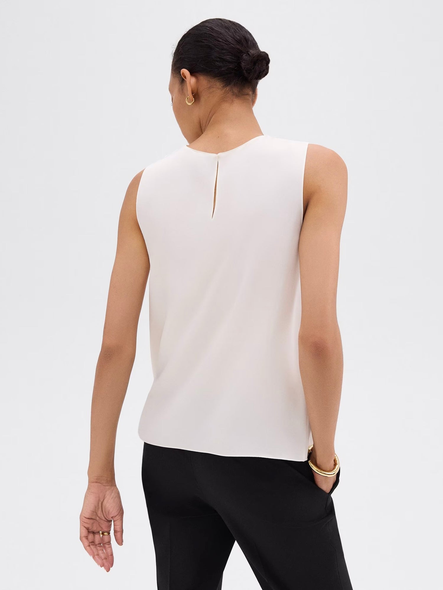 Shell Top in Silk Georgette, ivory