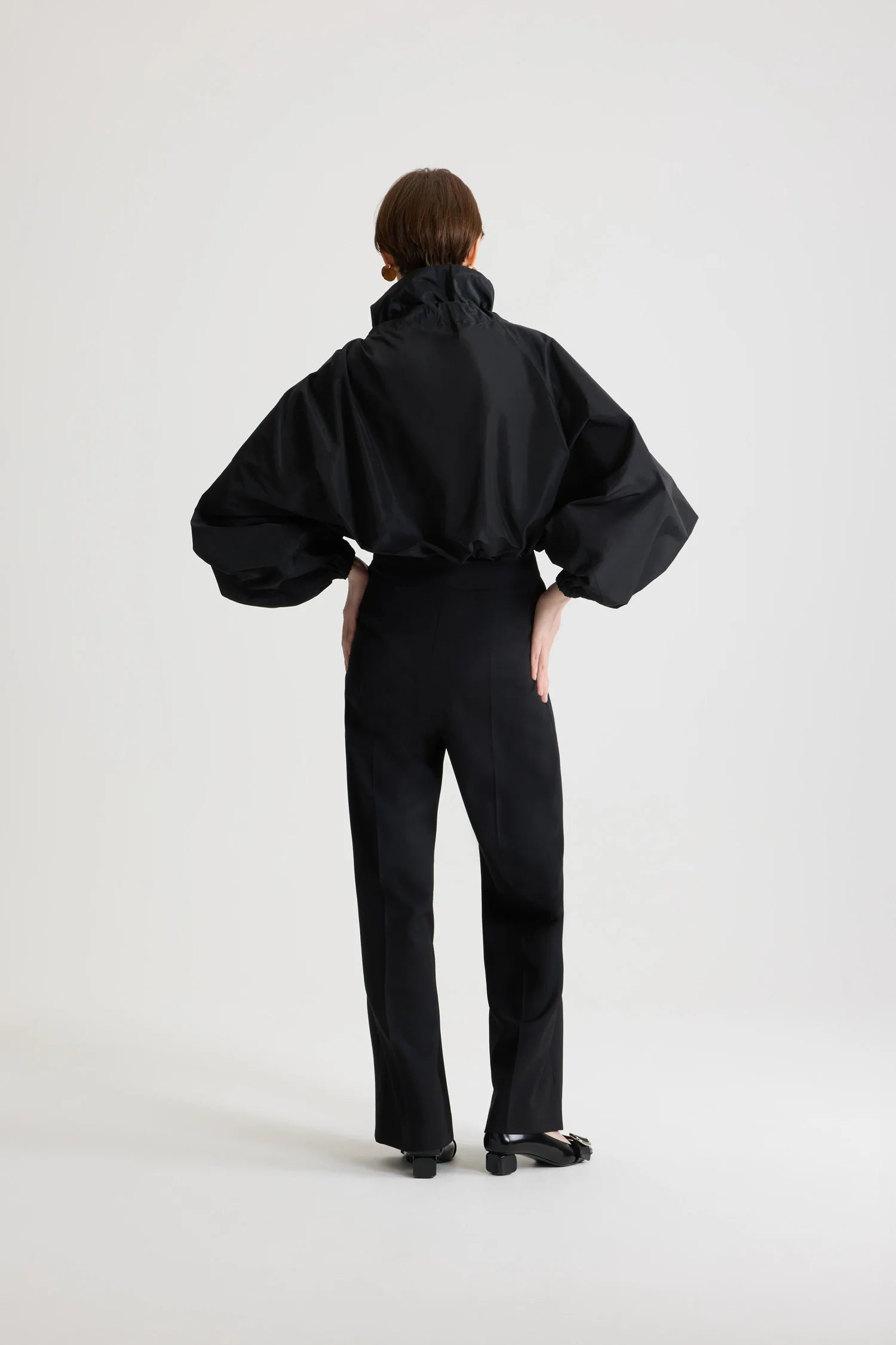 Iconic La Patou blouse in recycled faille, black