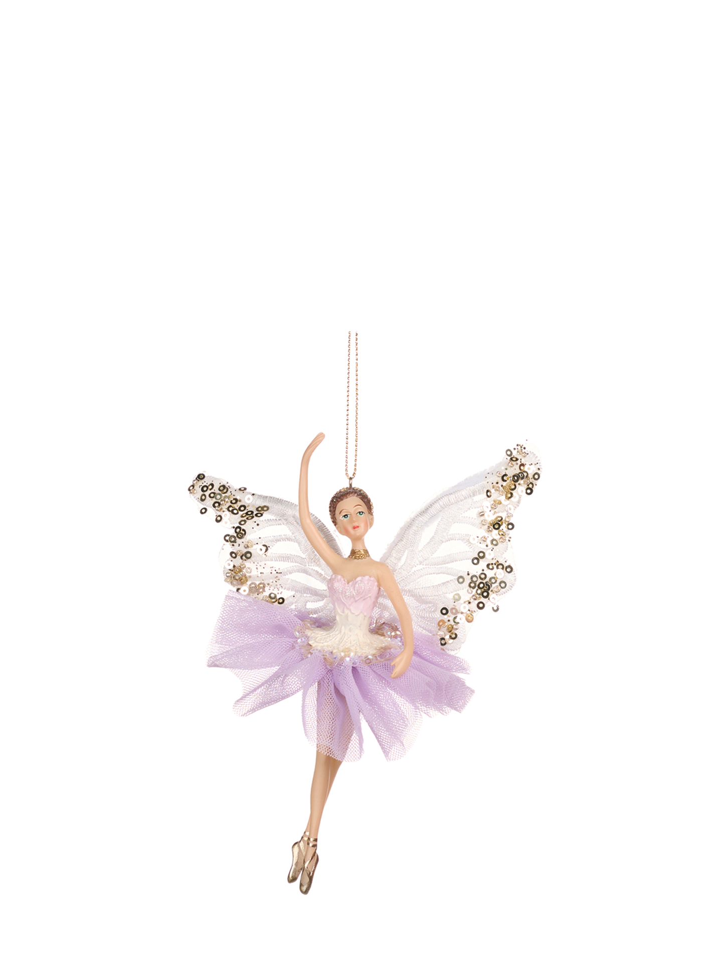 Sequin Ballerina Fairy Tulle Ornament, Purple