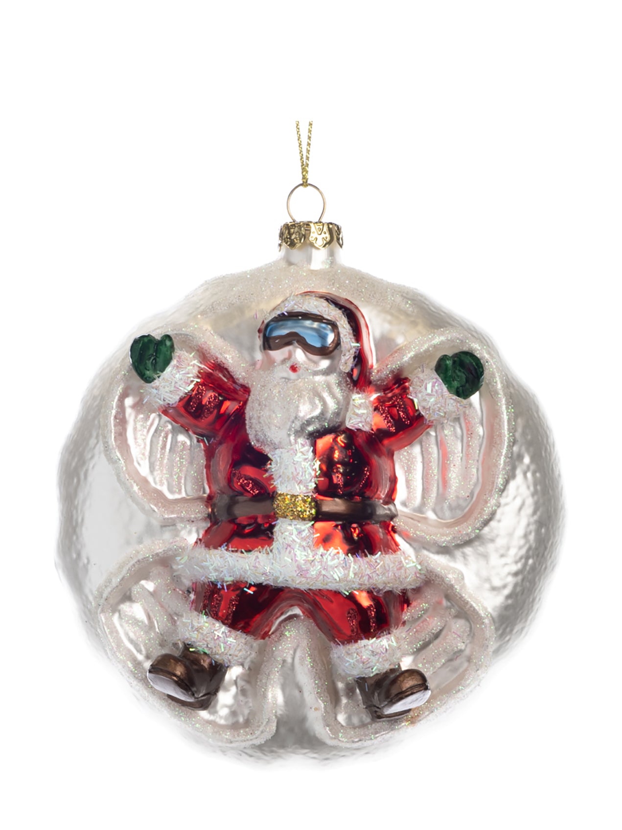 SANTA SNOW ANGEL BALL glass ornament (12,5 cm)