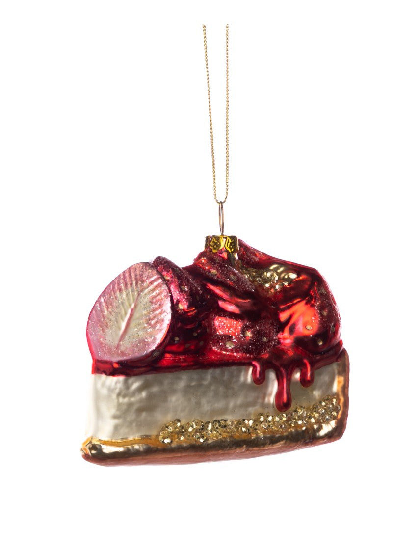 STRAWBERRY glass ornament, pastry & cake