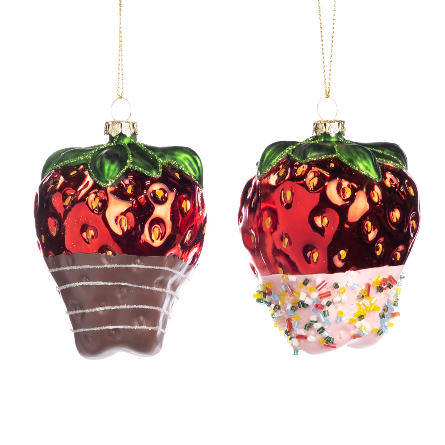 Chocolate dipped strawberry glass ornament
