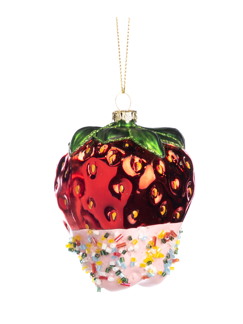 Chocolate dipped strawberry glass ornament