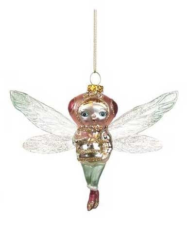 DRAGONFLY or Butterfly FAIRY glass ornament (14 cm)