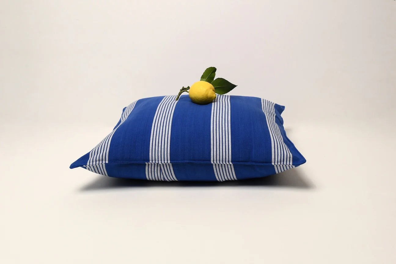 Cushion cover Rive Gauche, sky blue with off white stripes (50 x 50 cm)