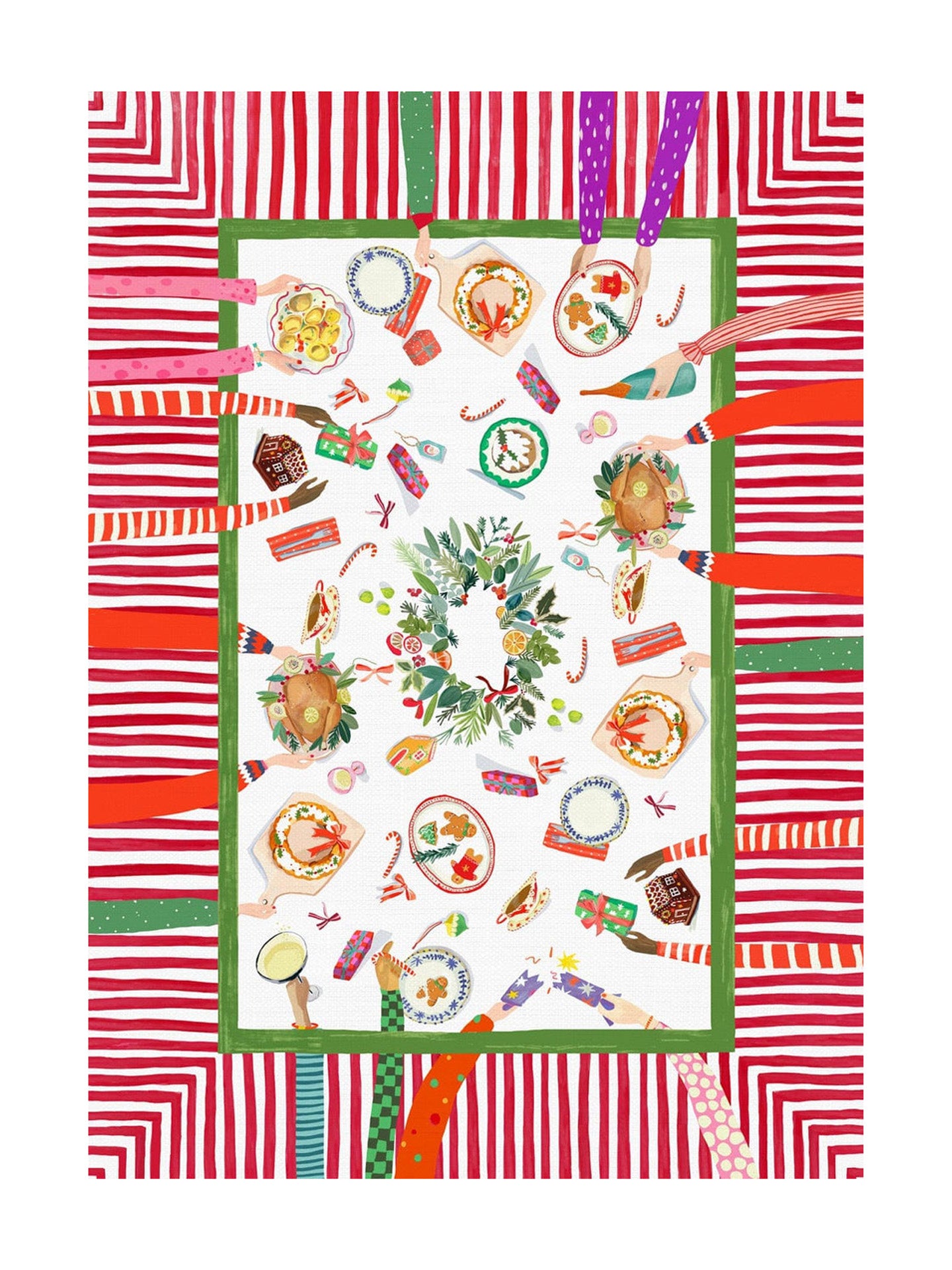 Hand on xmas tablecloth, 270 cm