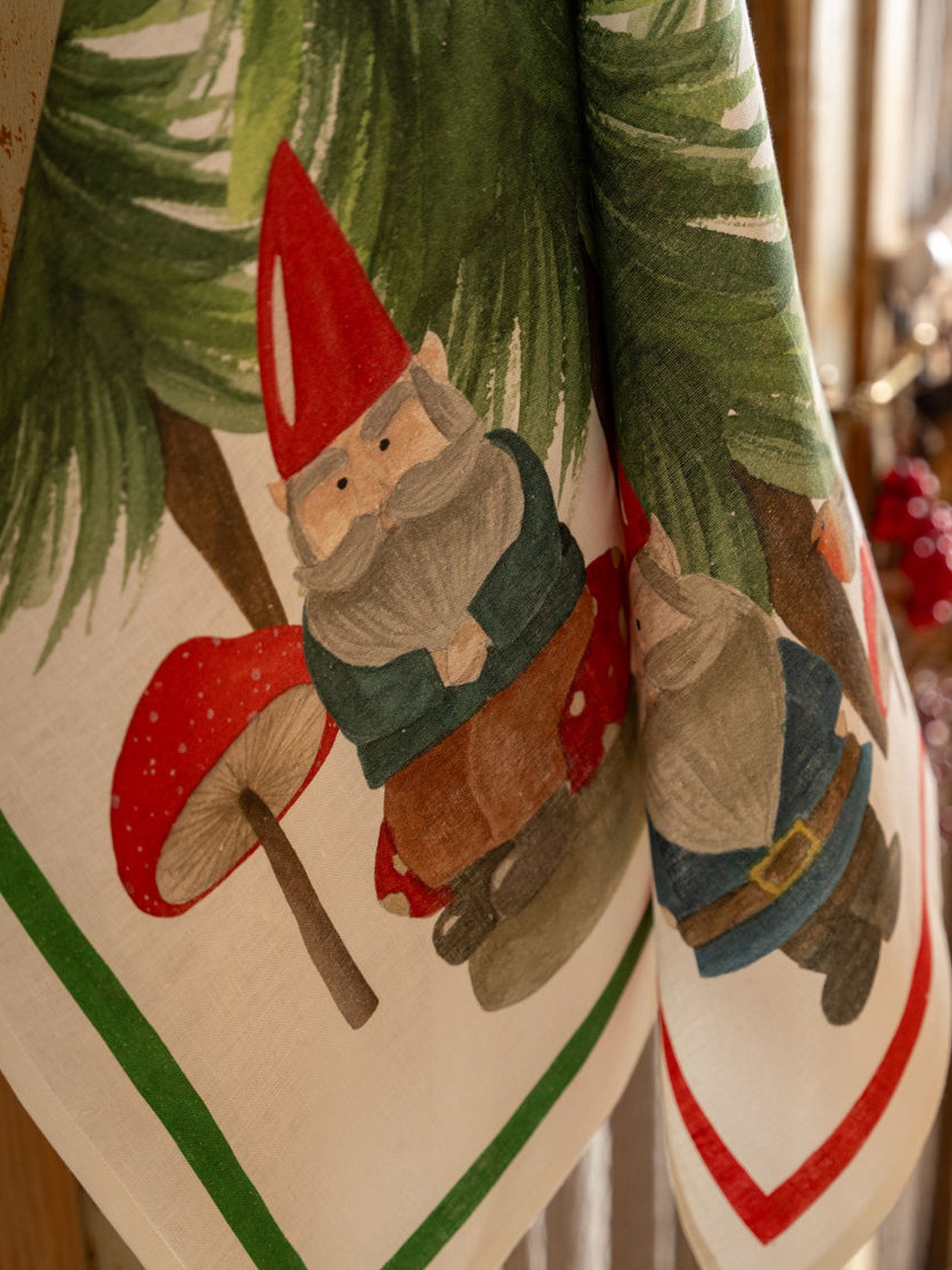 Jolly elf kitchen towel, red