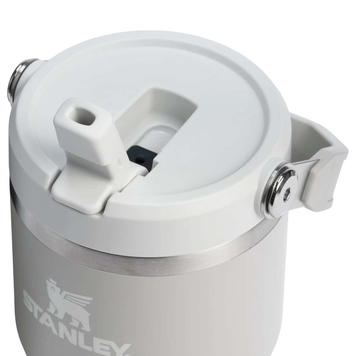 White Stanley mug with lid on a white background