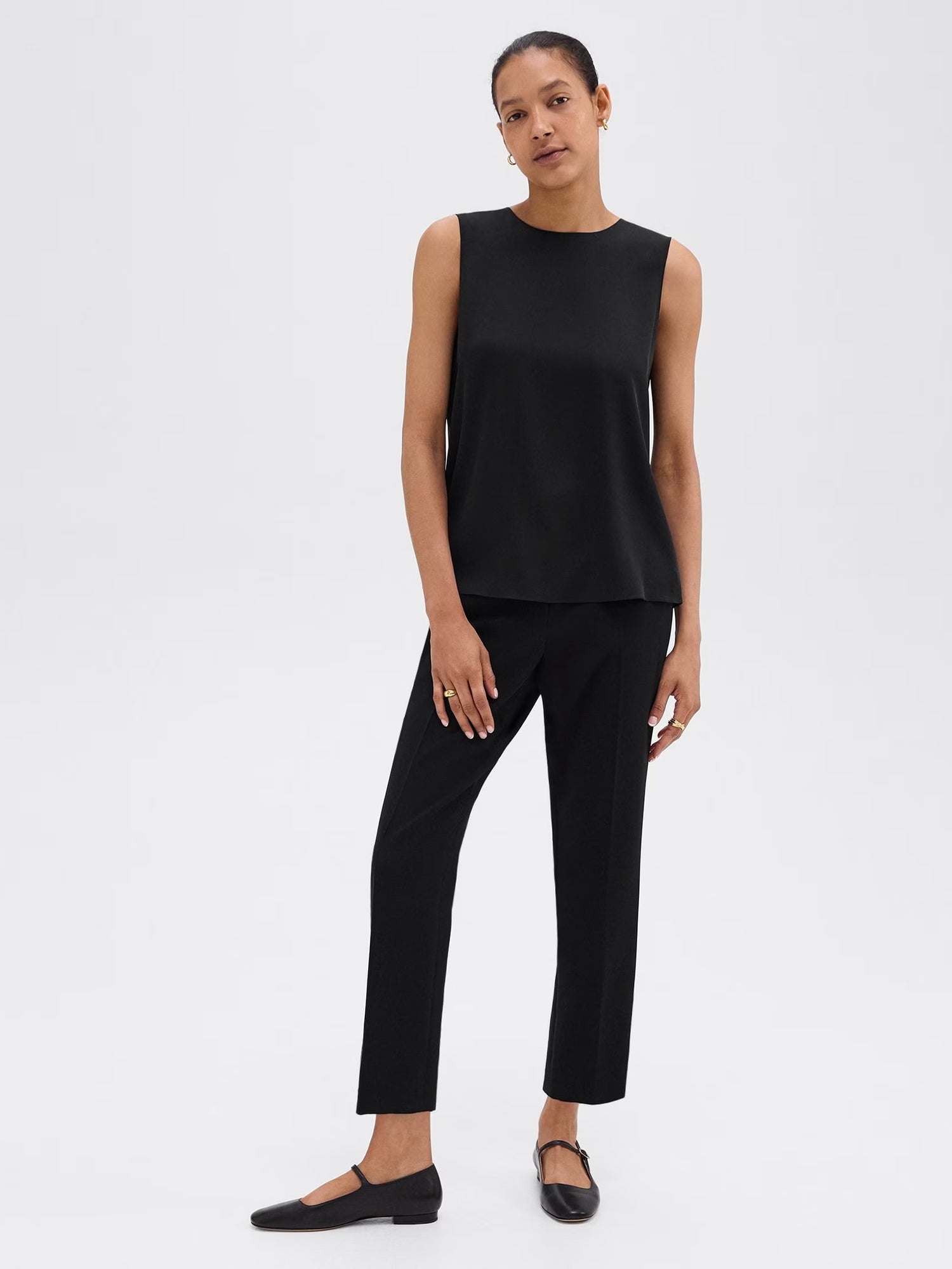 Treeca Pull-On Pant in Admiral Crepe, black