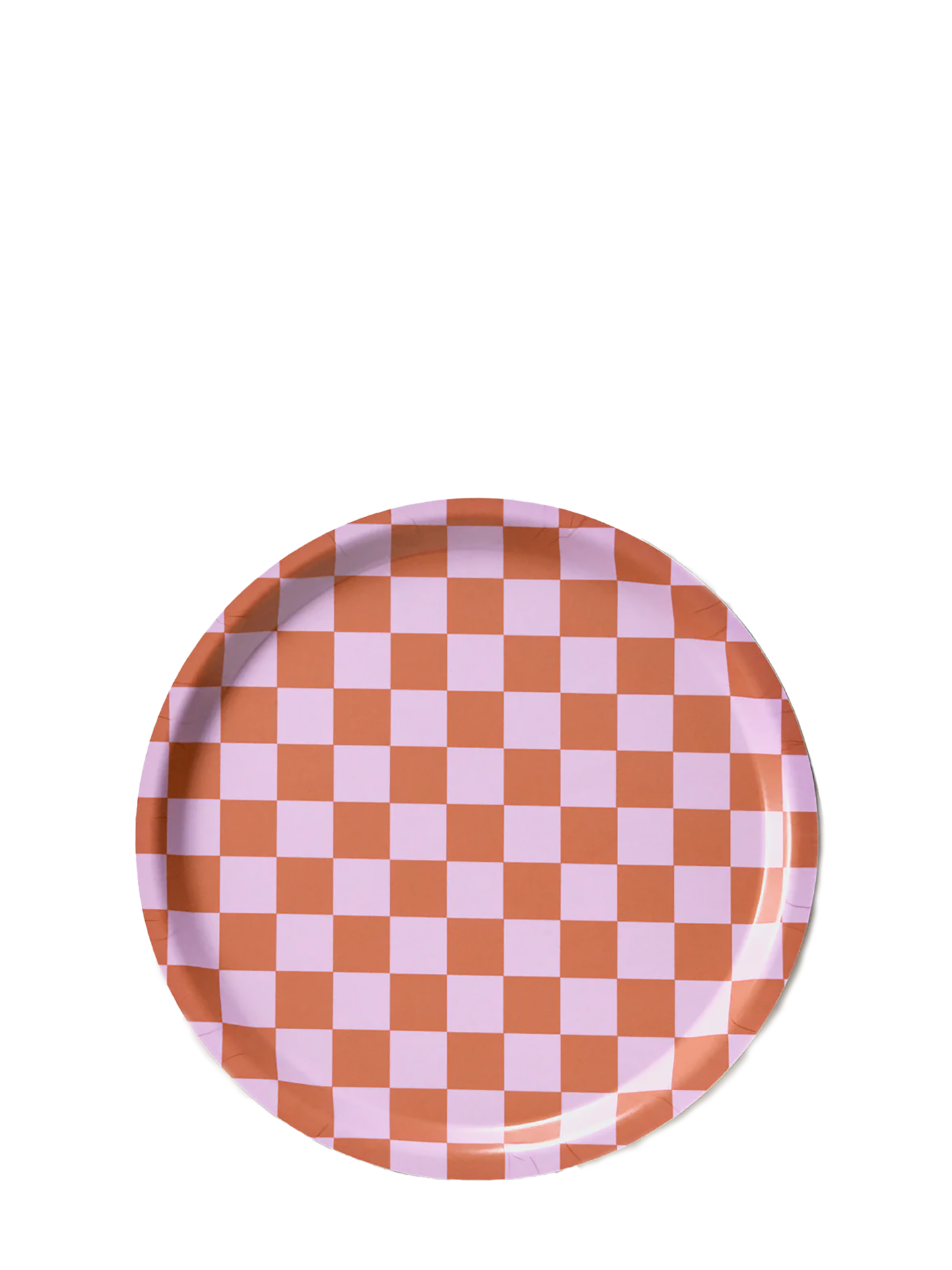 Orange/Pink CHECKER Round Serving Tray (31 cm)