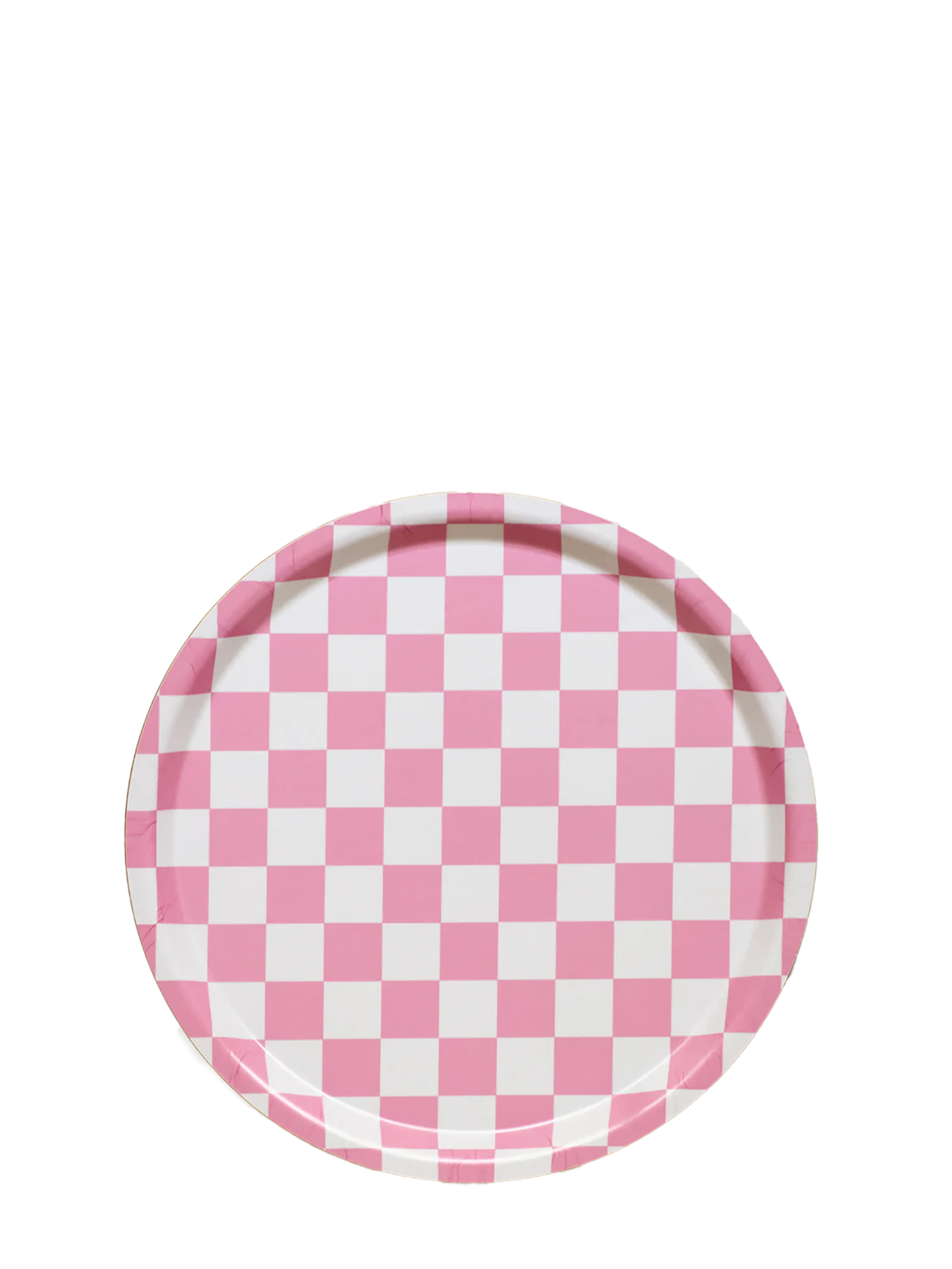 Rasberry / Cream CHECKER Round Serving Tray (31 cm)