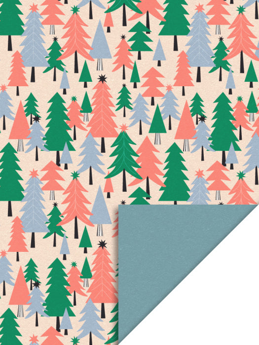 Tree Graphic Christmas Gift Paper Roll, Blue (70 cm x 3 mtr)