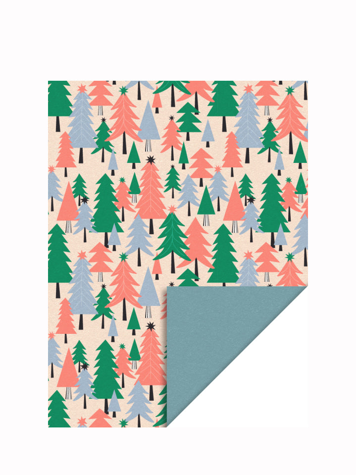 Tree Graphic Christmas Gift Paper Roll, Blue (70 cm x 3 mtr)