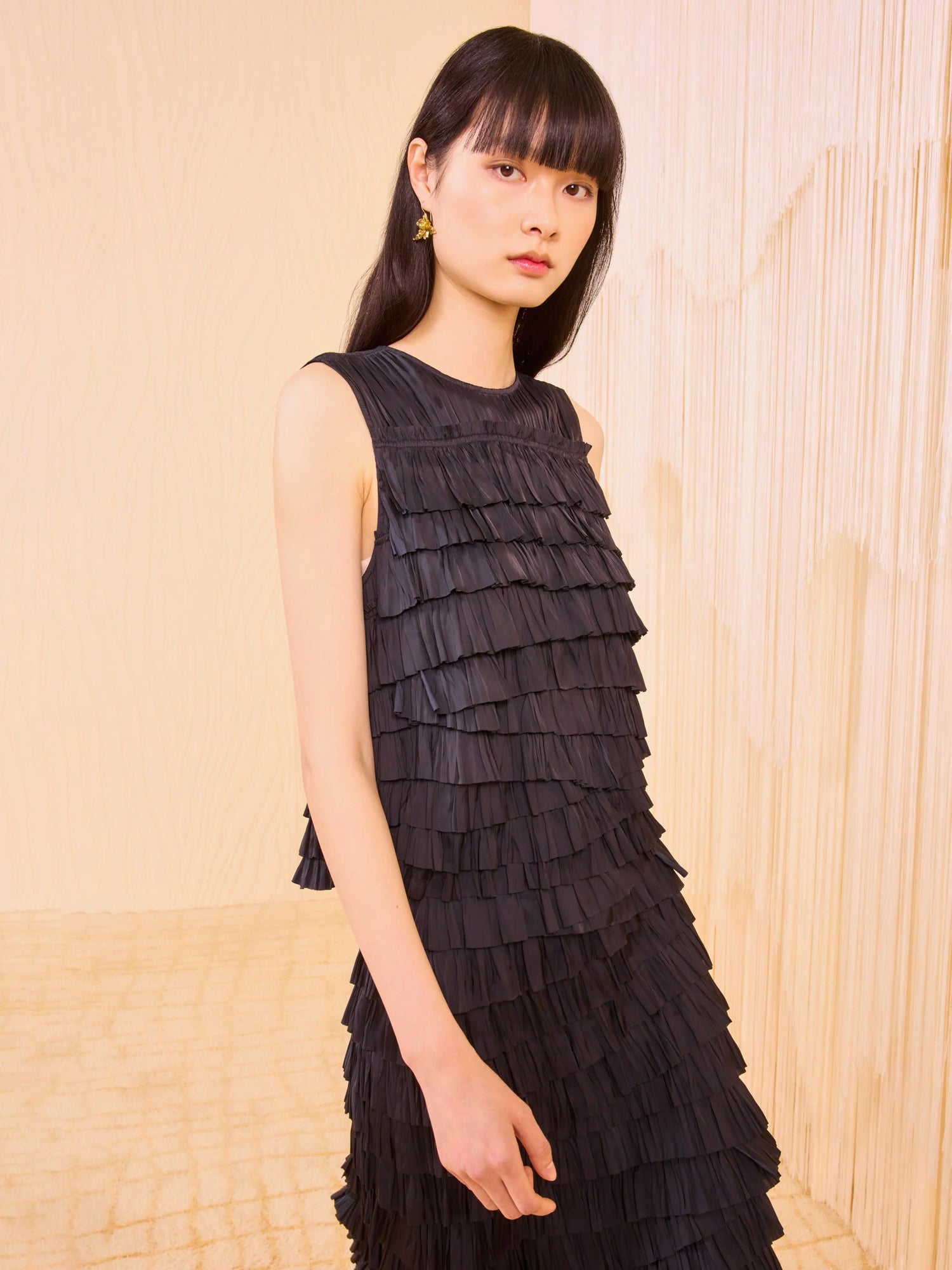Quinn Layered Sleeveless Top, Noir