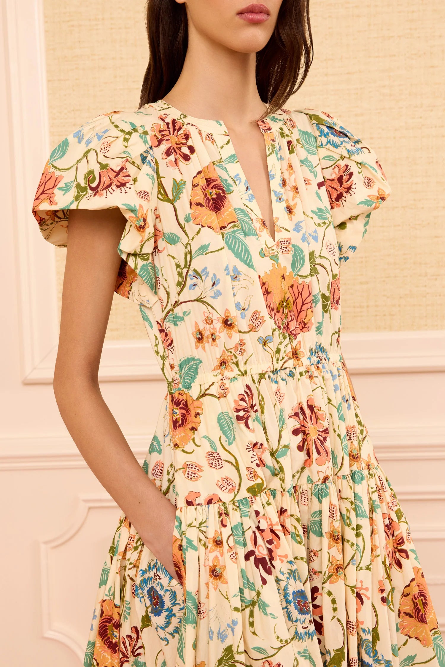 Marin cotton midi dress, Abalone