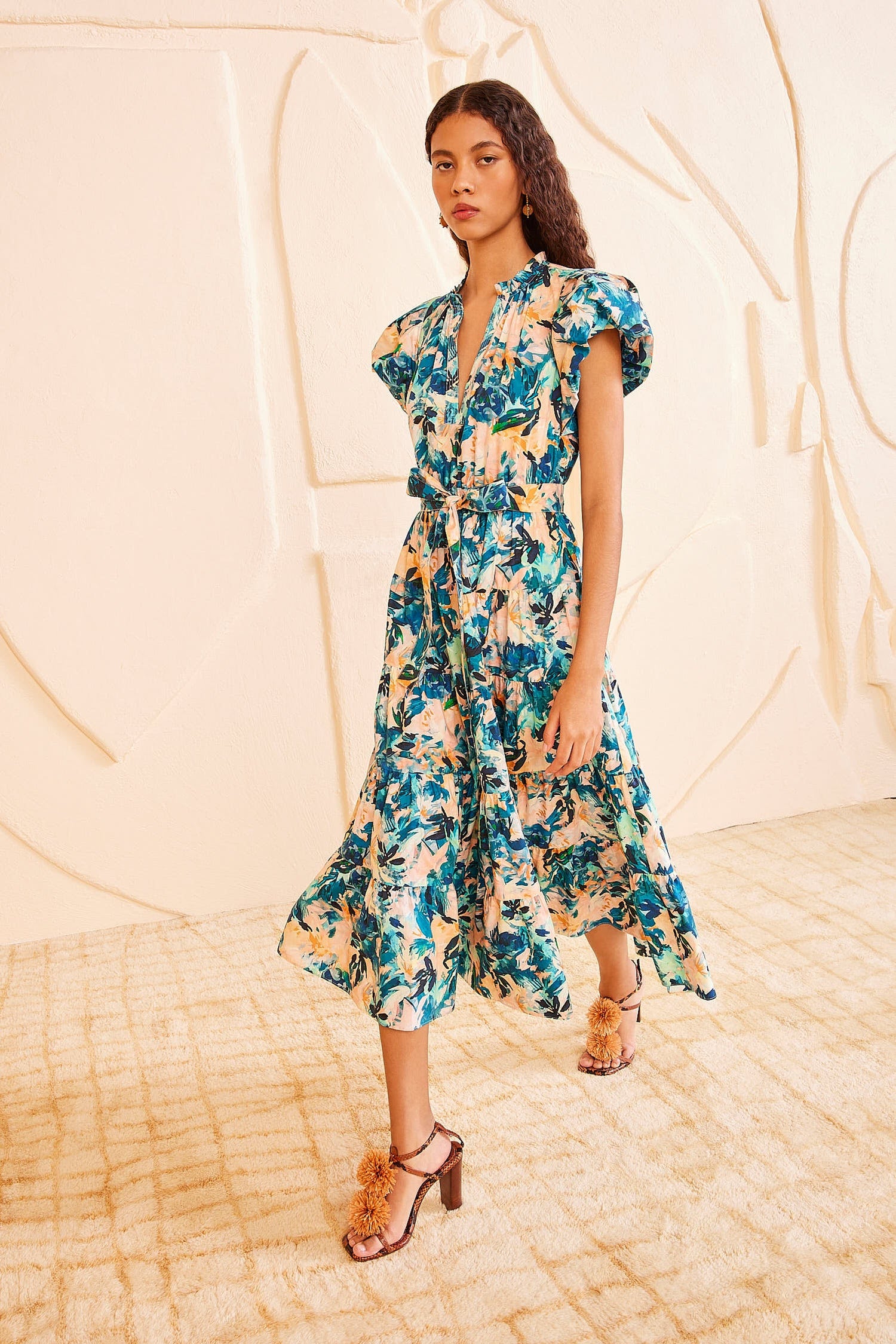Ottilie Dress, delphinium brushstroke floral print
