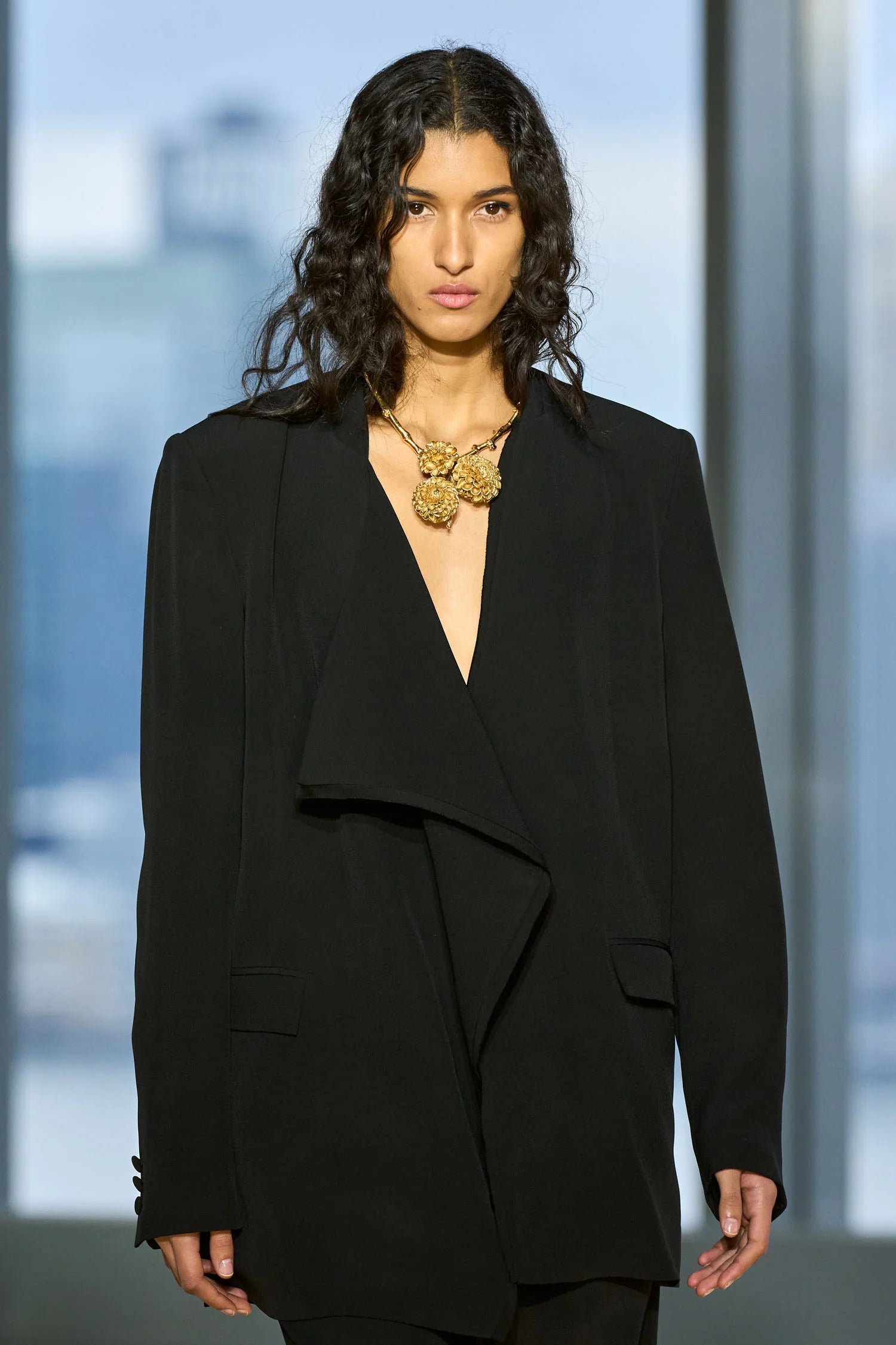 Elea draped front jacket, black