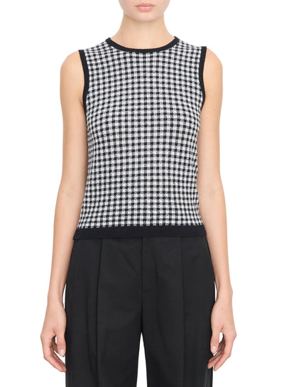Gingham tank, black/white