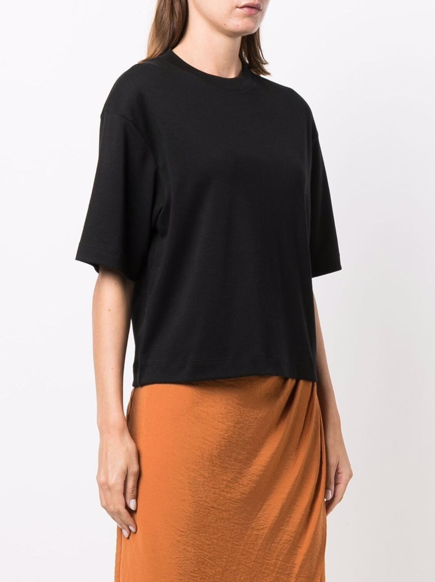 Wide sleeve crop tee, black