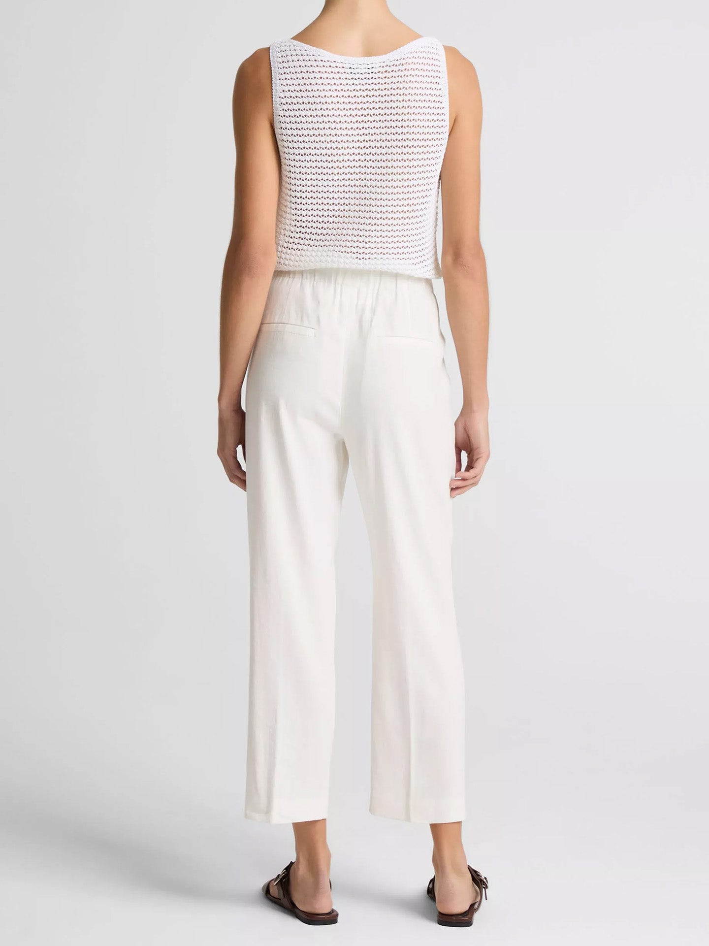 Mid rise tapered pull on pant, ivory