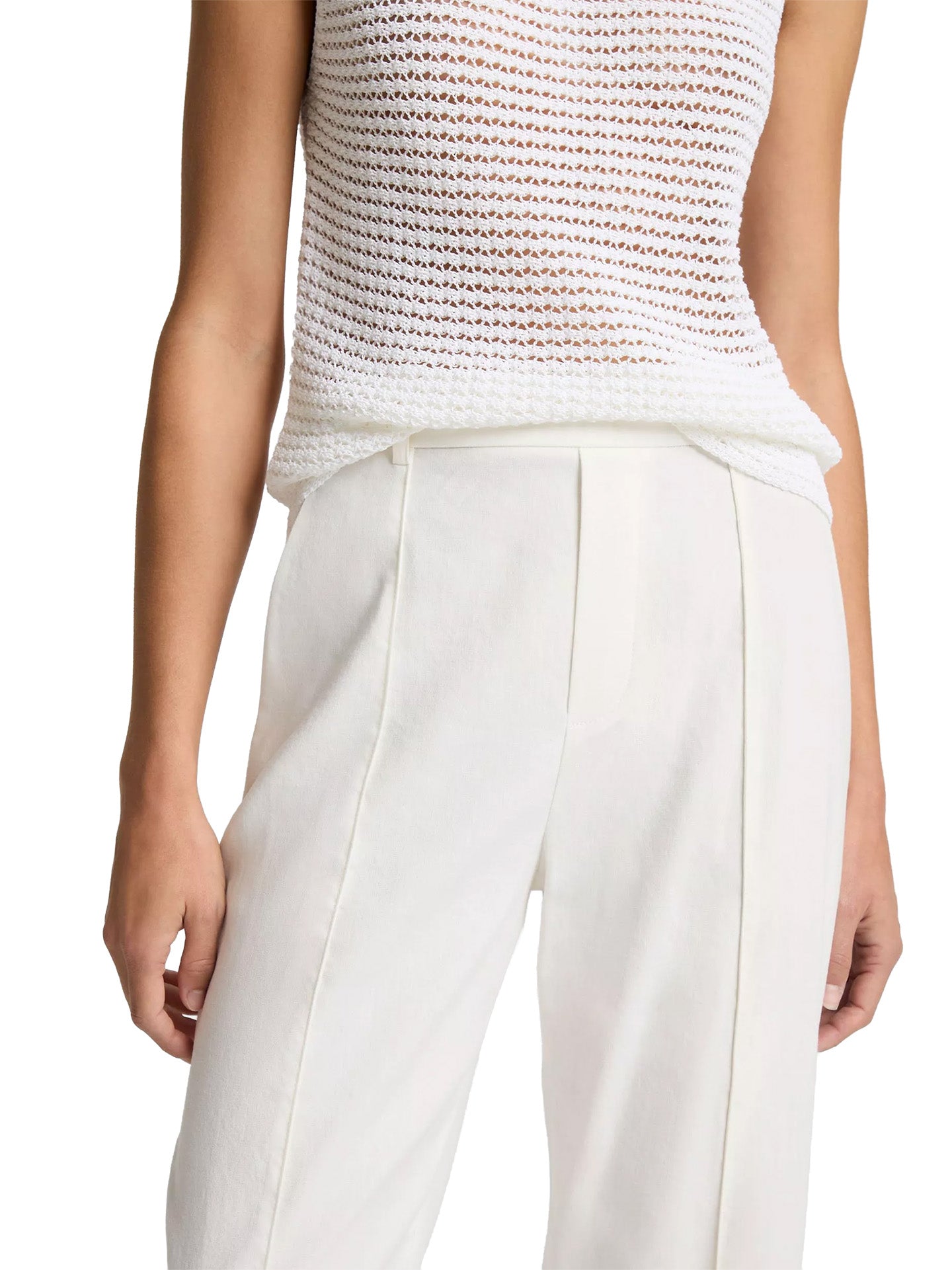 Mid rise tapered pull on pant, ivory