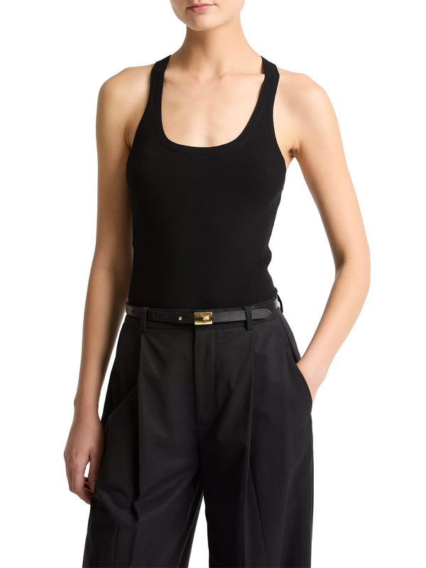 Stretch viscose scoop nk tank, black