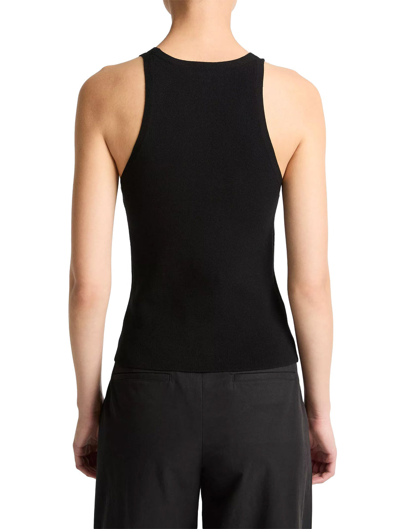 Stretch viscose scoop nk tank, black