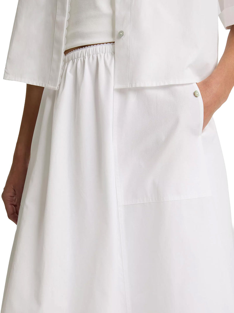 Scallop detail maxi skirt, white