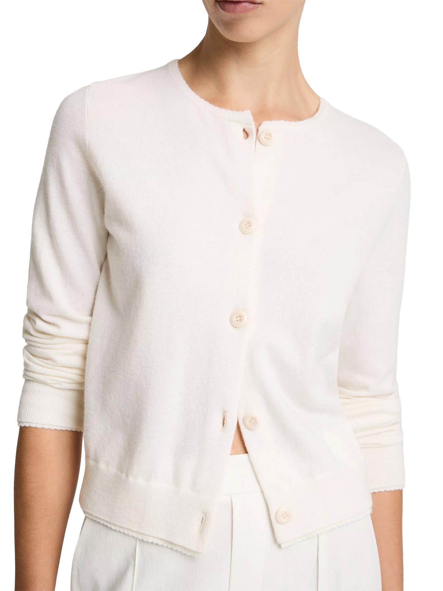 Scallop trim cardi, ivory