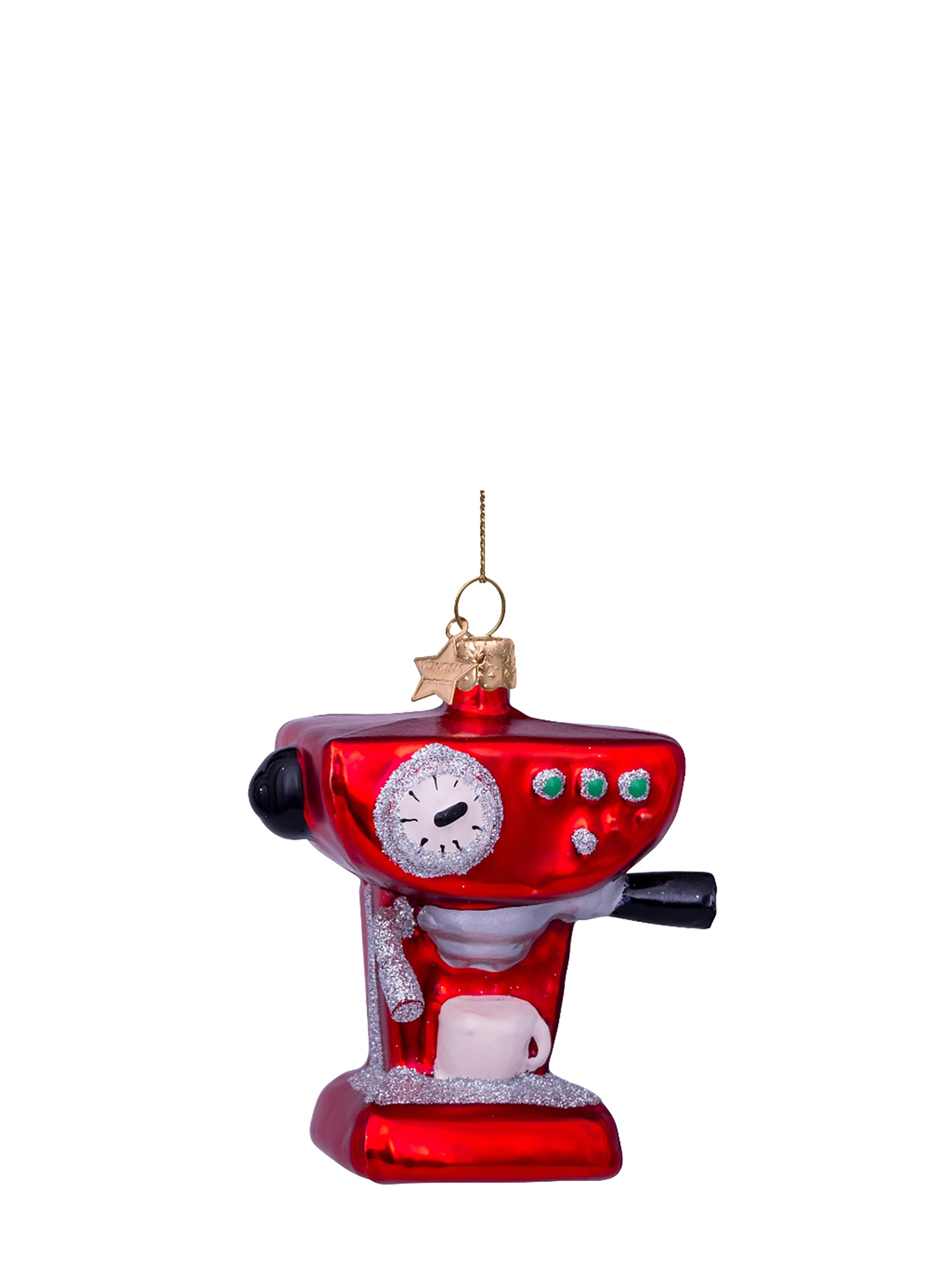 Coffee machine glass ornament, red