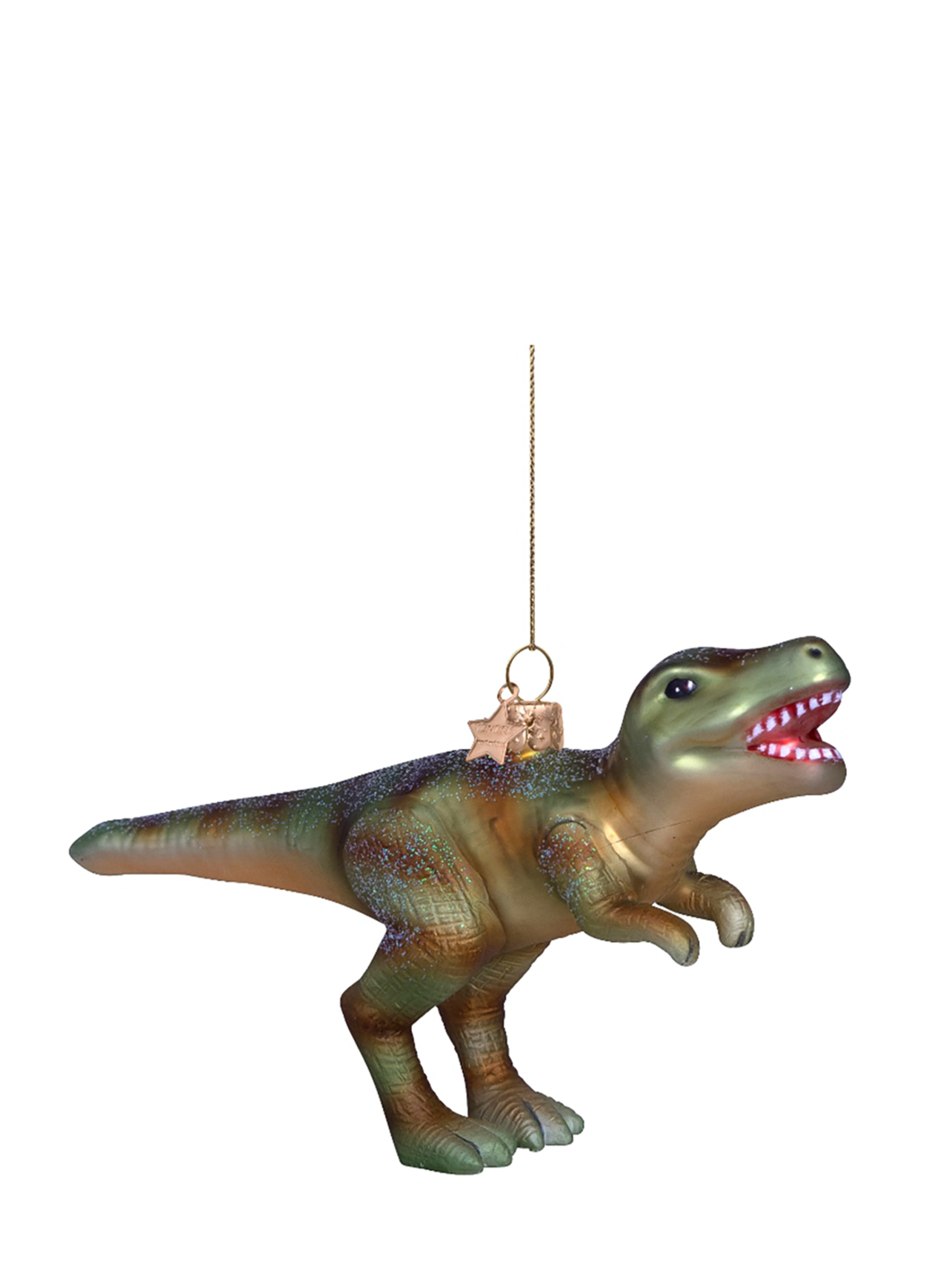 Dino glass ornament, green