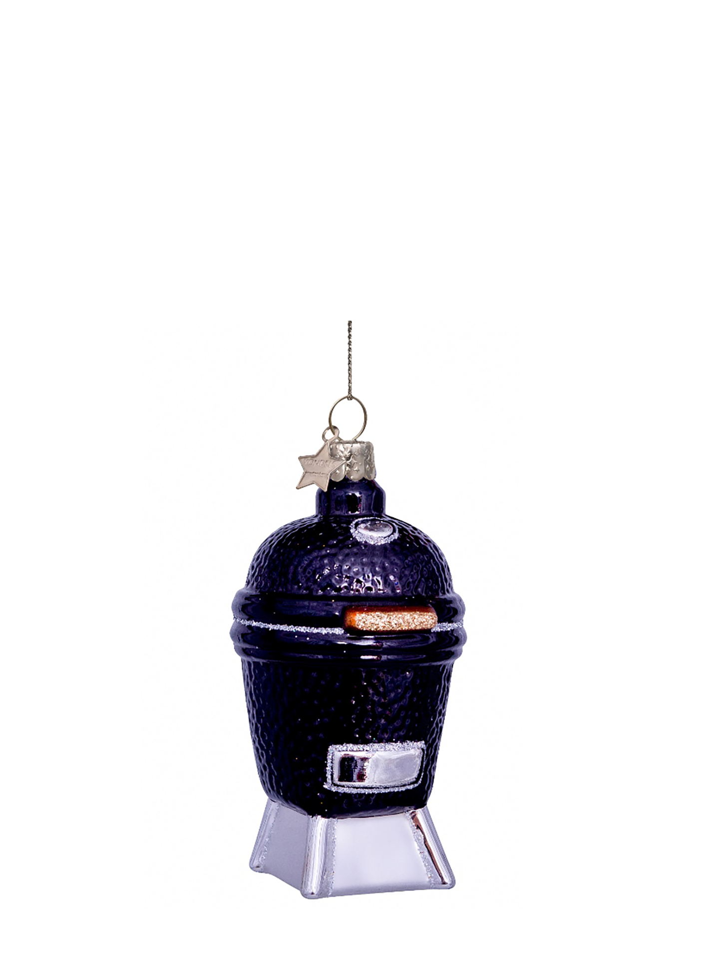 Egg BBQ glass ornament, black