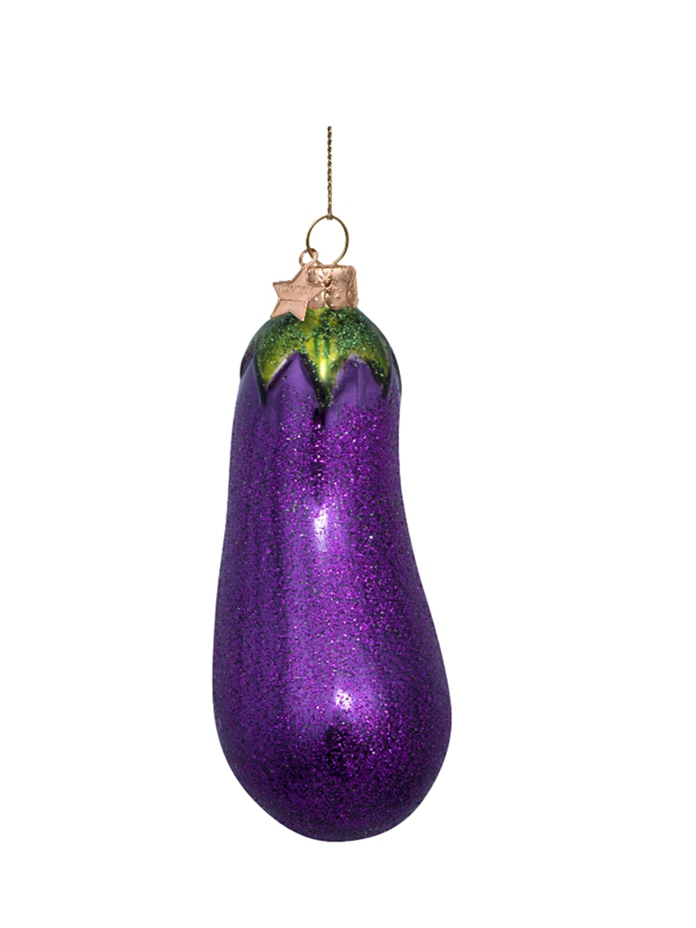 Eggplant glass ornament, purple (13cm)