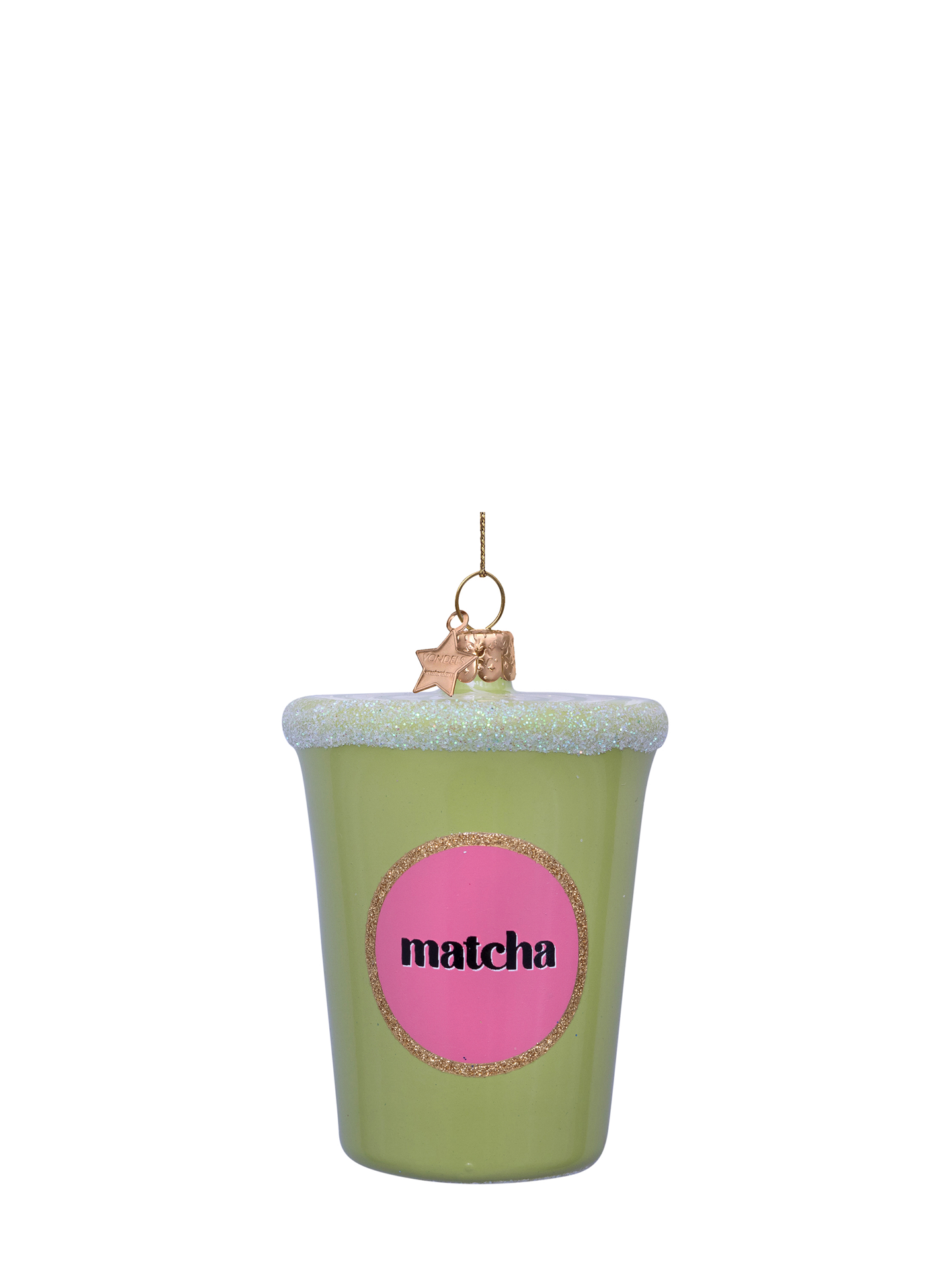 Matcha tea latte glass ornament, green