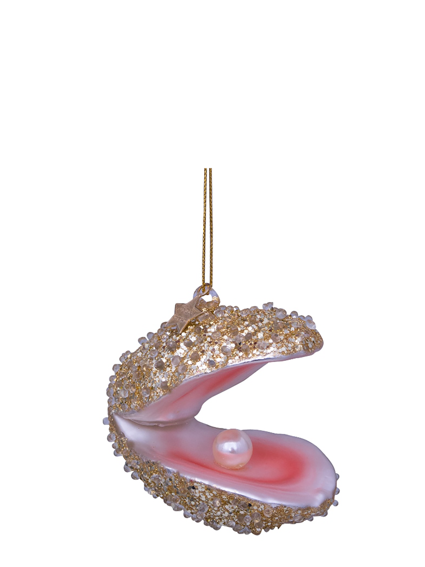 Oyster glass ornament with glitter