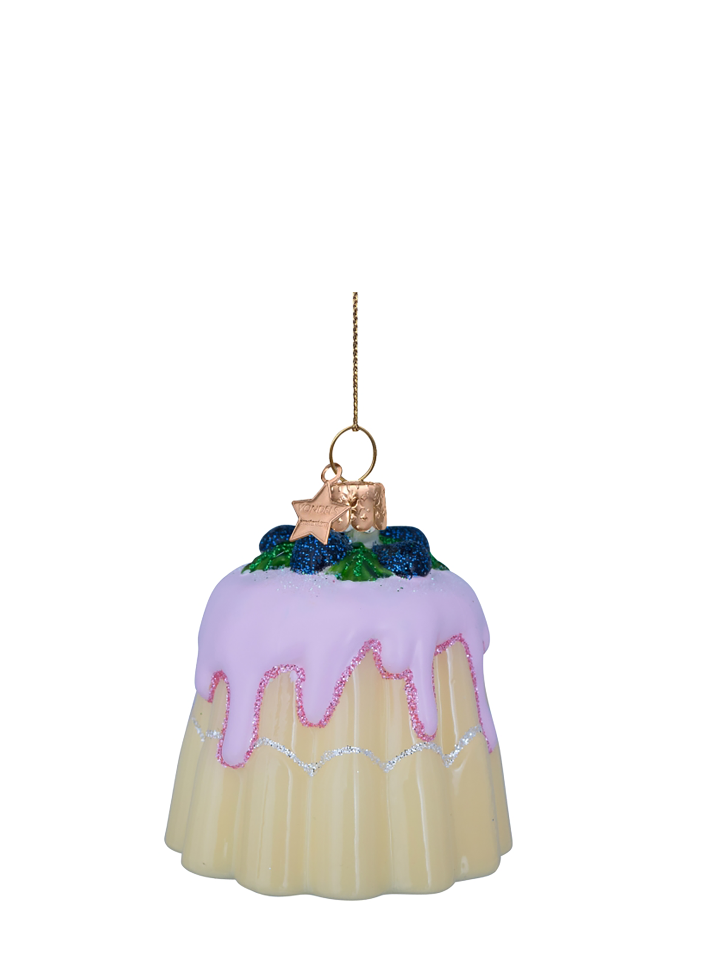 Pudding glass ornament, purple/yellow