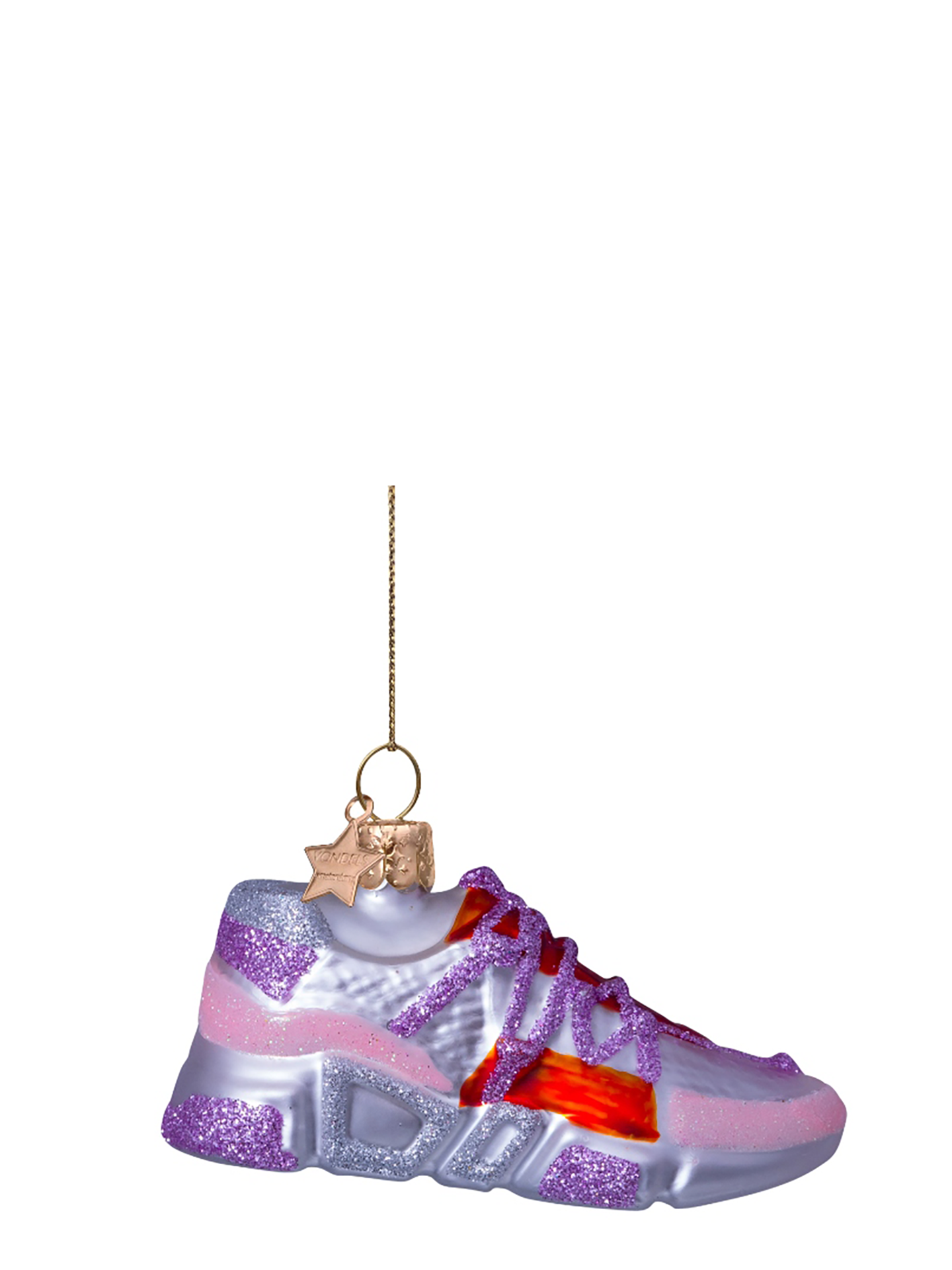 Sneaker glass ornament, pink/red