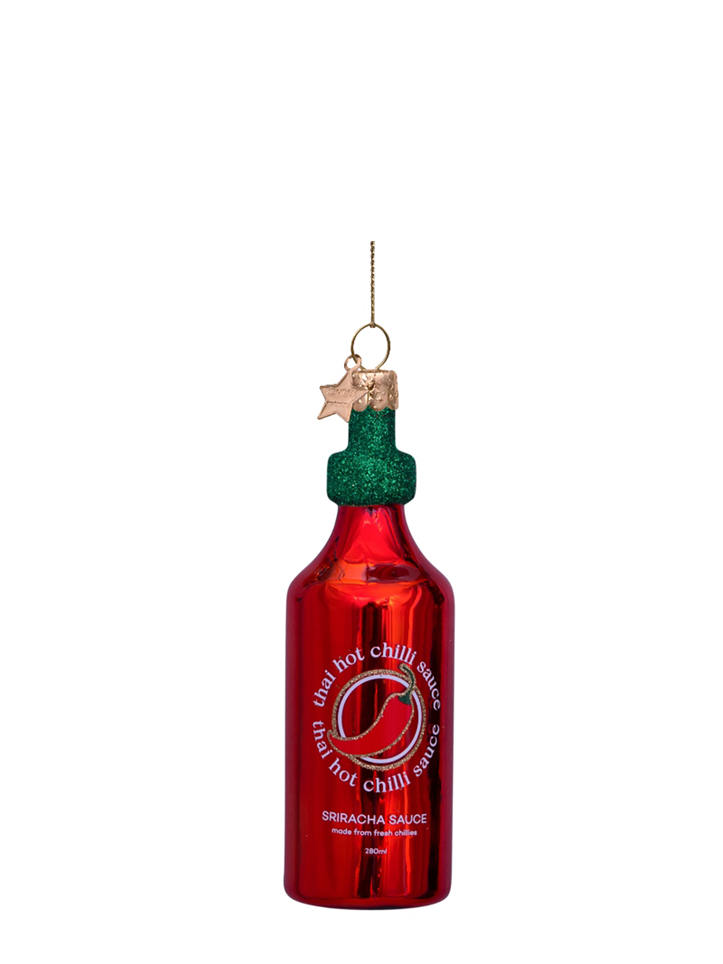 Hot chili sauce glass ornament